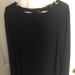 Navy blue, long sleeve blouse
